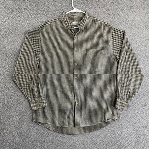 North West Blue Shirt Men L Gray‎ Blue Plaid Casual Long Sleeve Button Down